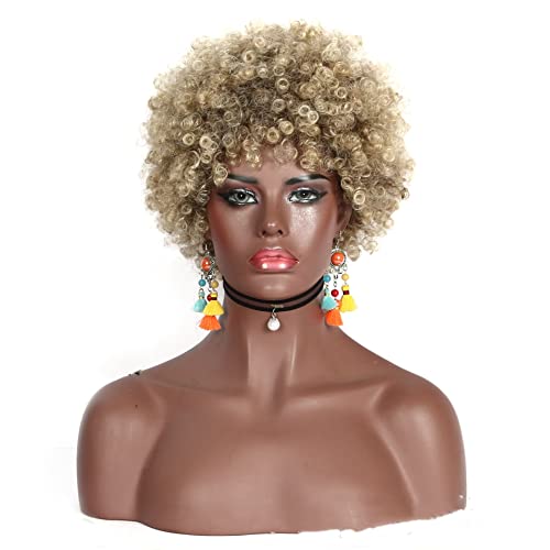 Perücke for Frauen Afro Kinky Curly Hair Perücke mit Pony Glueless Synthetic Afro Perücken Charmant for Party (Size : Color I)