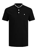 JACK & JONES Herren Polo T-Shirt Pique Hemd Kurzarm Basic Oberteil Cotton Logostickerei JJEPAULOS, Farben:Schwarz-2, Größe:L