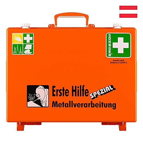 Söhngen Erste-Hilfe-Koffer Metallverarbeitung, Wandh, orange, ÖNORM Z 1020 Typ 1