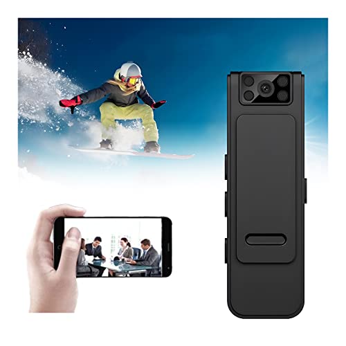 YiKAiLi Mini Körperkamera, HD 1080P Tragbarer Mini-Kamera mit Rauschreduktion, Überwachungskamera 180 Grad Drehbarem Objektiv Videorecorder Rückclip-Nachtsichtrekorder für Audio Video (Basisversion)