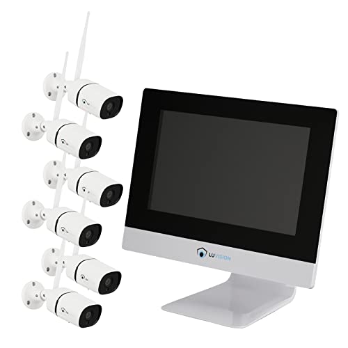 LUVISION WLAN Funk Überwachungskamera Set - Überwachungssystem mit Monitor HDD-Rekorder & Cloud Speicher 6 IP Kameras & App