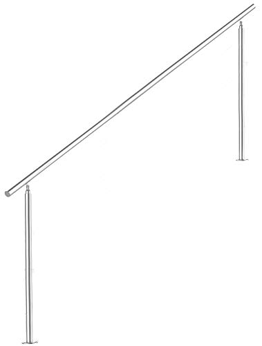 V2Aox Treppengeländer Edelstahl Handlauf Geländer Balkongeländer Aufmontage Treppe, Länge:180 cm, Anzahl Streben:0