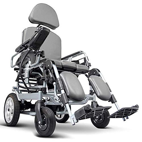 Elektro-Rollstuhl mit Potty, Tablett-Tisch, Kopfstütze tragbaren Elektrorollstuhl Folding, Fahren mit elektrischer Energie oder zur Verwendung als manuellen Rollstuhls für Behinderte Ältere