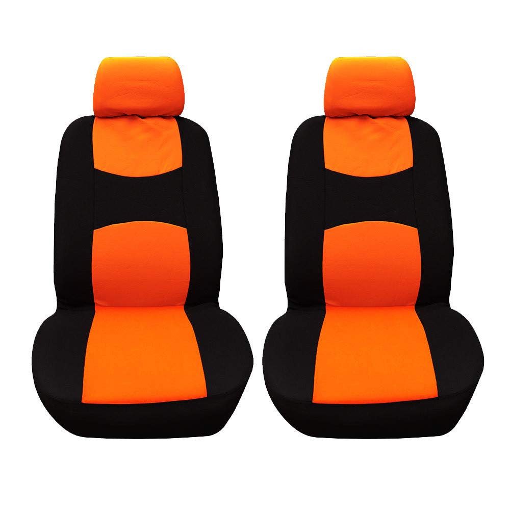RAILONCH 4pcs/9pcs Universal-Autositzbezug Sitzbezüge Autoauflage Schoner Vier Jahreszeiten universal, Polyestertuch + 2MM Schwamm (orange schwarz,4pcs)