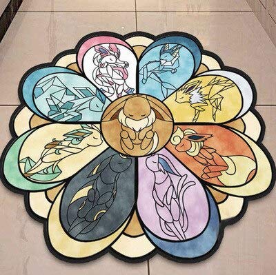 Generies Niedlicher Anime Manga Teppich Wohnzimmer Türmatte rutschfeste Kissen Runde Fußmatte (Durchmesser 100 cm, Pokemon 20)