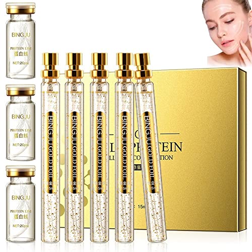 Instalift Koreanisches Protein-Fadenlifting-Set, Gold Protein Peptide Line Carving Essence Water-Soluble Collagen Fade Fine Lines Thread Lift Line (2 BOTTLE+A SET)