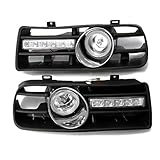 Weishazi 1 Paar Stoßstangengitter vorne unten mit LED Nebelscheinwerfer & Tagfahrlicht für VW Golf MK4 weiß
