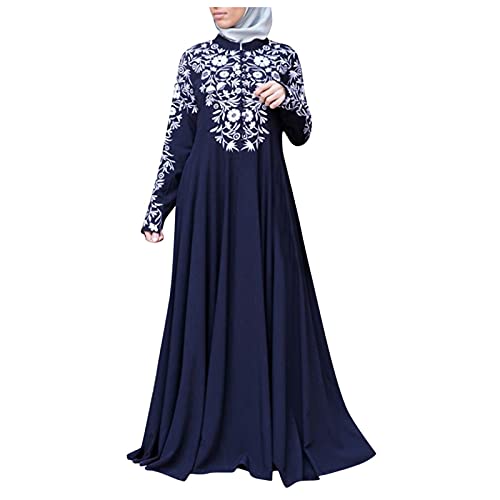 Damen Muslimisches Gebet Ethnischer Stil Muslimische Kleider Blumen Druck Muslim Damen Gebetskleidung 5XL Kaftan Kleid Robe Freizeit Kleider Lang Gebetskleid Muslimische Kleider Damen Lang