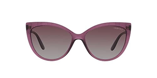 Vogue Eyewear Damen-Sonnenbrille, schwarzer Rahmen, dunkelgraue Gläser, 57 mm, Transparentes Violett, Medium