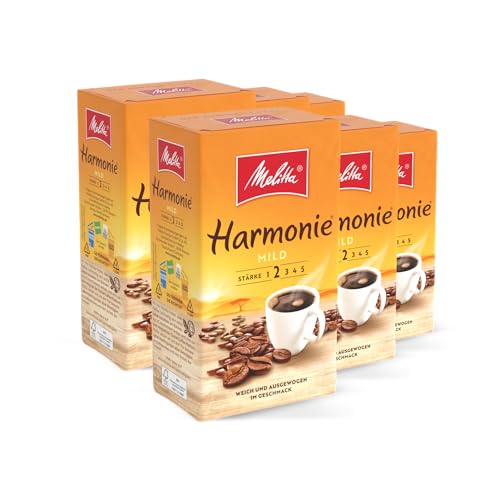 Melitta Gemahlener Röstkaffee, Filterkaffee, ausgewogen und mild, Stärke 2, Harmonie mild, 6er Pack (6 x 500 g)