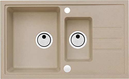 Küchenarmatur aus Granit und mit einer Einzel- und Halbschüssel von Alveus Intermezzo 70 - beige - 1307055