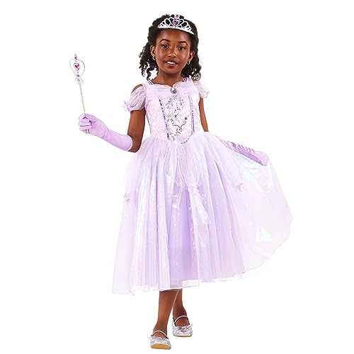 Rubies Prinzessin Purple Princess Kostüm für Mädchen, lila Prinzessinenkleid mit Organza, Tiara und Handschuhe, Original, ideal für Halloween, Weihnachten, Karneval und Geburtstag.