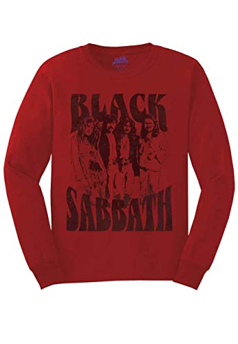 Black Sabbath Unisex T Shirt Band and Logo Official Unisex Red Long Sleeve T-Shirt, Red,