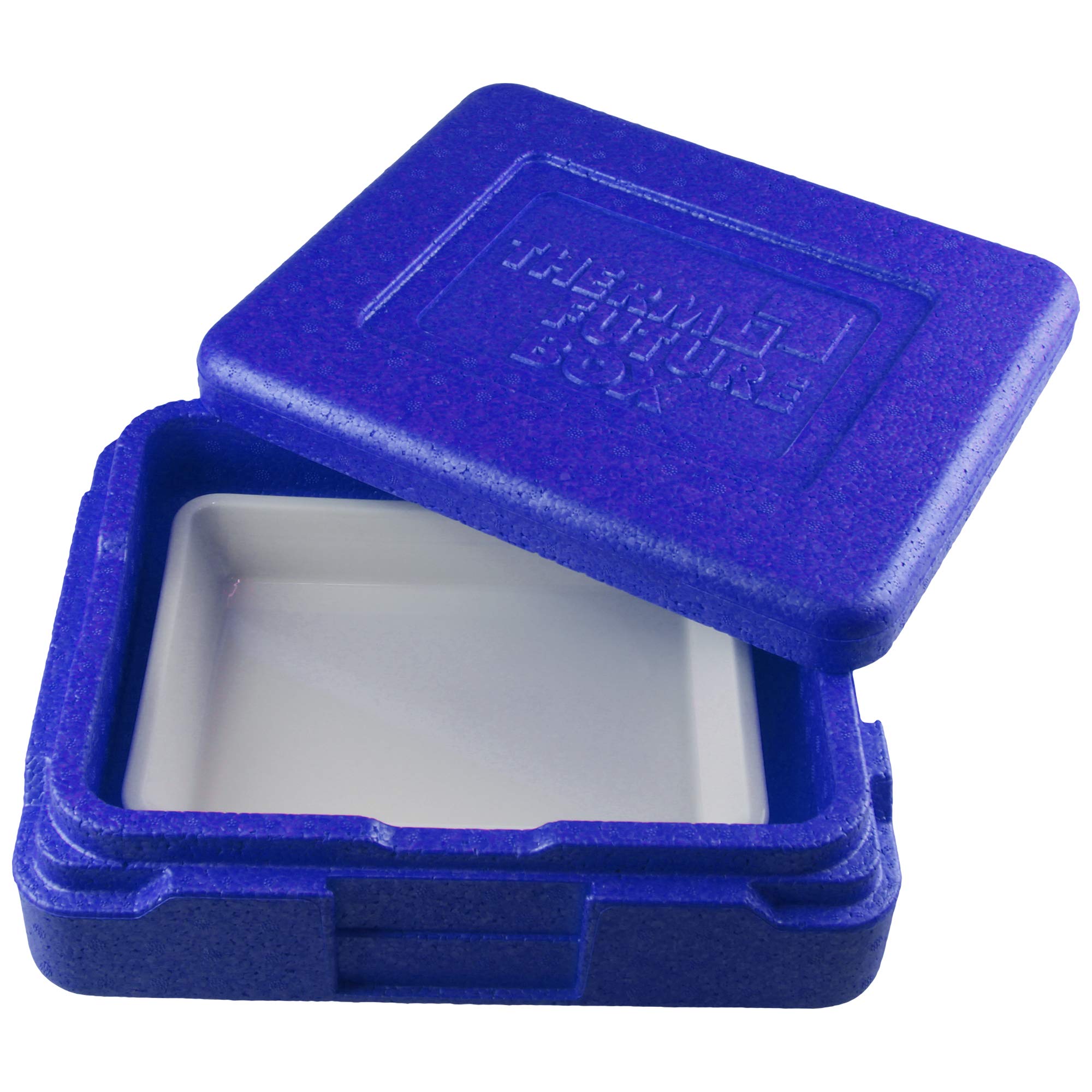 Thermo Future Box |Thermo Mini Menü Lunch Box blau|Lunchbox Set mit ungeteilter Porzellanschale und Silikondeckel rot| Menübox mit Porzellan | Expandiertes Polypropylen | 3L