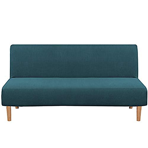 BXFUL Elastischer Sofabezug Ohne Armlehne Sofaüberwurf Sofabezug Armlose Antirutsch Sofahusse Couch überzug für Klappcouch ohne Armlehnen (Tiefes Wasser Blau)