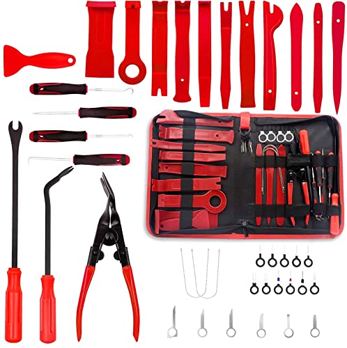 Werkzeugsatz Türclip Panel Trim Armaturenbrett Removal Tool Kit Auto Car Opening Repair Tool Set Werkzeugkasten für zu Hause (Color : 38 PCS RED)