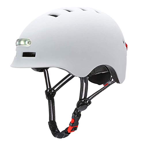 Akemaio Leichter Fahrradhelm, LED Leichter Fahrradhelm Elektrisches Skateboard Rad Skateboard Helm mit Licht LED Scheinwerfer und Rücklicht