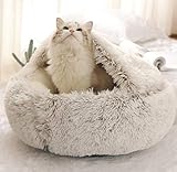 Halbgeschlossenes Iglu-Bett für kleine Hunde, 2-in-1 faltbares Kissen, weicher Katzen-Schlafkorb, Haustierhöhle für Haustiere, Kätzchen, Welpen, maschinenwaschbar