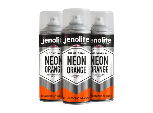 JENOLITE Neonorange fluoreszierende Sprühfarbe – 3 x 400 ml – hochwertige hochsichtbare Farbe für verschiedene Oberflächen