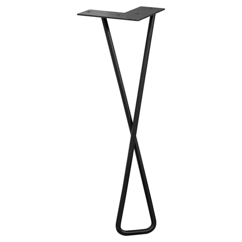 Wagner Möbelbein/Tischbein/Möbelfuß - Hairpin Leg Twist- Retro Style - Stahl, schwarz, 12 x 12 x 40 cm, Bein gekreuzt, integrierte Anschraubplatte - 12834001