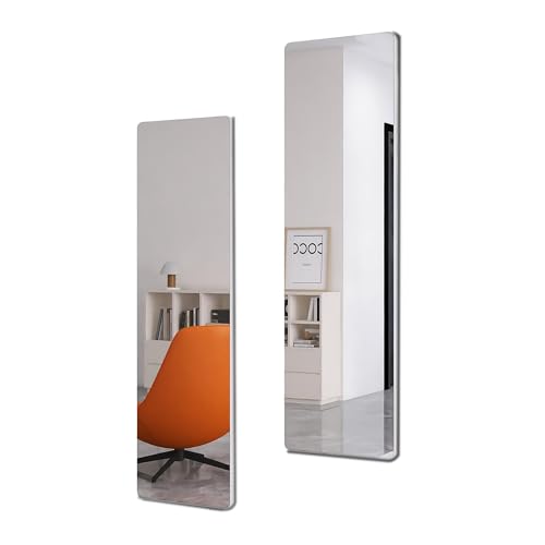 SPOFLYINN Spiegel in voller Länge, horizontale und vertikale Aufhängung, Wandspiegel für Schlafzimmer, Wohnzimmer, Ankleidezimmer, Heimbüro, Dekoration, Weiß, wie abgebildet, Einheitsgröße