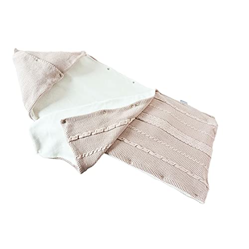 sei Design Baby Schlafsack gestrickt aus 100% Baumwolle | Erstlingsdecke | Puckdecke Swaddle in hübscher Geschenk-Verpackung
