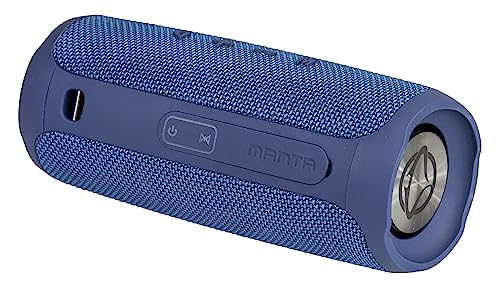 Manta SPK130GO Bluetooth 5.0 Blauer Lautsprecher 10 W RMS | GFK | eingebauter Akku | FM-Radio | AUX-IN | USB oder SD Karte MP3 Wiedergabe | Super X Bass | Wasserdichte Klasse IPX4