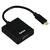 Hama USB-C Adapter auf HDMI (Anschluss von Geräten mit USB 3.1 Type-C und Thunderbolt 3 an HDMI Monitore/TV/Beamer, Ultra HD, 4k, vergoldeter Stecker) schwarz
