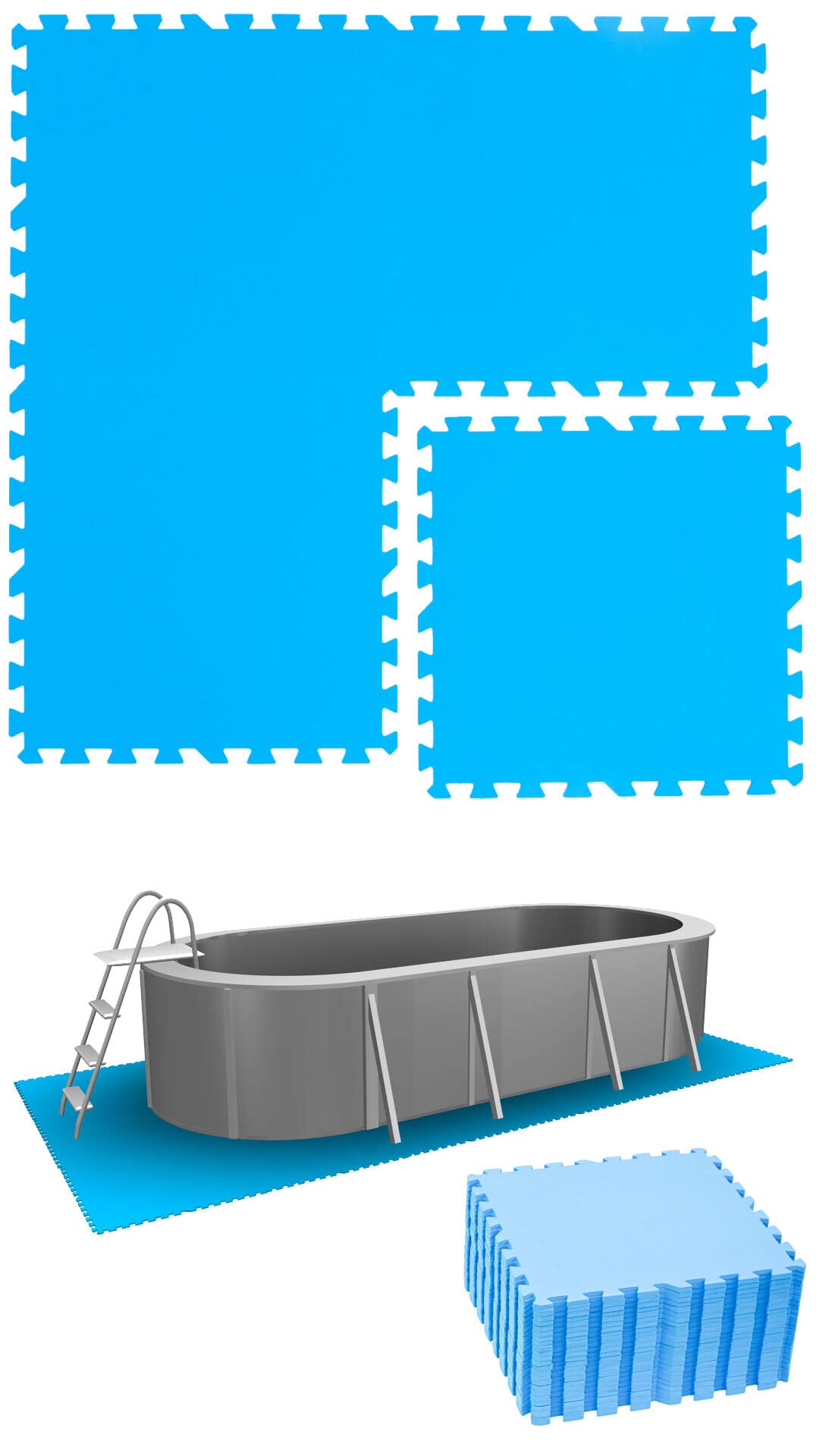 EYEPOWER 5,6m² Poolunterlage aus 24 großen Matten - 50 x 50 x 1cm Dicke Poolmatte - Pool Unterlage Outdoor Matte Poolunterlage 1cm Platten für Pool Boden Poolmatte Poolmatten Schutzboden 50x50