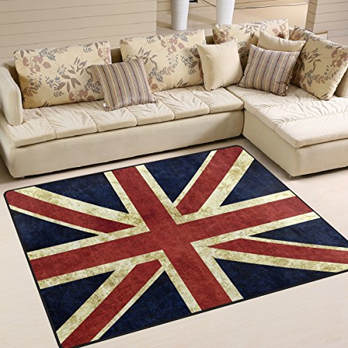 Use7 Teppich, Motiv Union Jack Britische Flagge, Vintage-Stil, Textil, Mehrfarbig, 203cm x 147.3cm(7 x 5 feet)