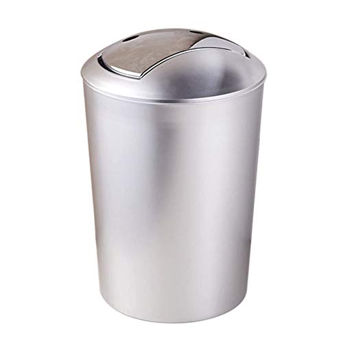 Zhenwo 10L Abfalleimer mit Schwingdeckel - Mülleimer Abfallbehälter Papierkorb,Silber