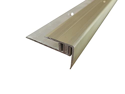 ufitec Profilsystem für Parkett- und Laminatböden - für Belagshöhen von 7-16 mm - viele Farben lieferbar (Treppenkantenprofil, Gold Hell, 90 cm länge)