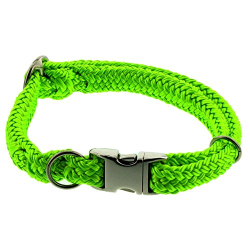 Dinoleine Hunde-Halsband mit Click-Verschluss, Größenverstellbar, Polyester, Größe: L/ 45-70 cm, Neongrün, 280804