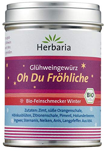 Herbaria "Oh Du Fröhliche" Gewürz für Glühwein oder Punsch, 1er Pack (1 x 70 g Dose) - Bio