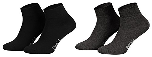 Piarini 8 Paar kurze Socken Kurzsocken Quarter Socken für Damen Herren - dünn ohne Gummibund - 4 Paar anthrazit/ 4 Paar schwarz 39-42