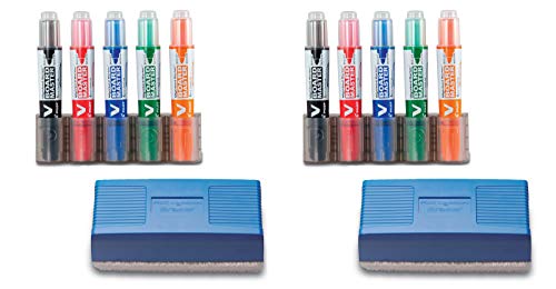 Pilot Pen 5080KIT - Whiteboardmarker V-Board Master Begreen, Stärke 2.3 mm, 5-er Set, schwarz/rot/blau/grün/orange (5 Farben, 2)