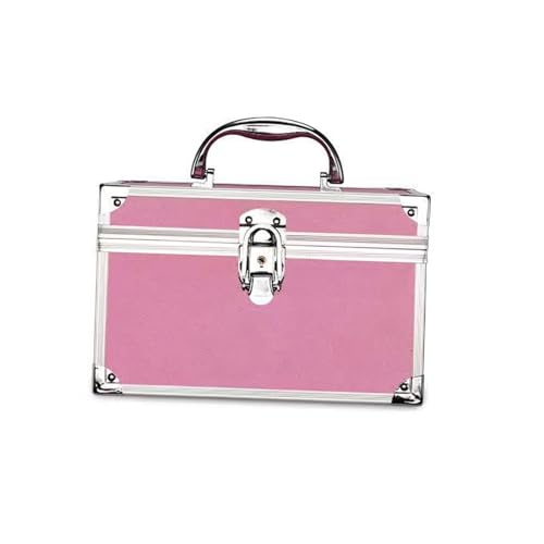 Folpus Make-up-Box, Organizer, Kosmetik-Aufbewahrungsbox, tragbare Make-up-Tasche mit Spiegel für Reisen, S rosa