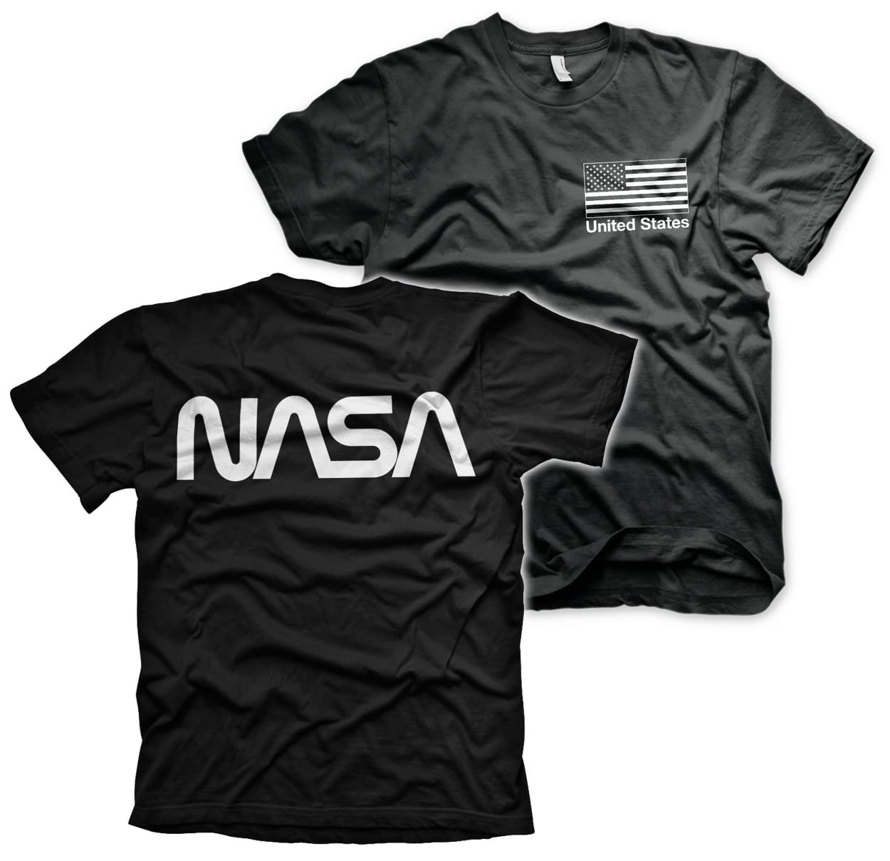 Nasa Offizielles Lizenzprodukt Schwarz Flag Herren T-Shirt Groß & Hoch Herren T-Shirt (Schwarz), 4XL