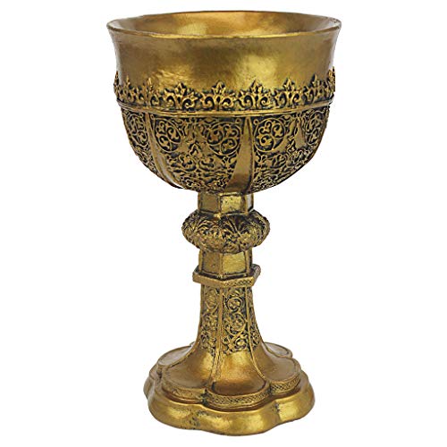 Design Toscano Der goldene Artuskelch gotische Skulptur, Maße: 12,5 x 12,5 x 23 cm
