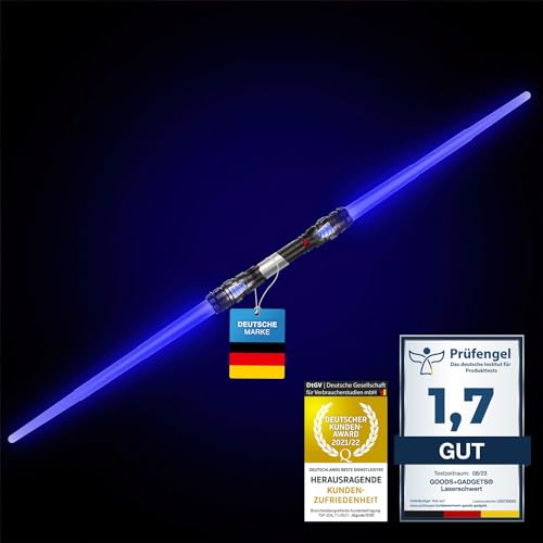 Doppelklingen Laserschwert Lichtschwert Laser Sword 138 cm Schwert mit Beleuchtung & Sound (Duellklinge Blau)