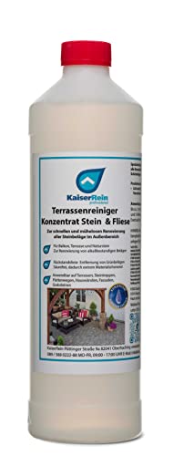 KaiserRein Terrassenreiniger Moosentferner Konzentrat Stein & Fliese 1L Spezialreiniger zur gründlichen Reinigung Aller Terrassen