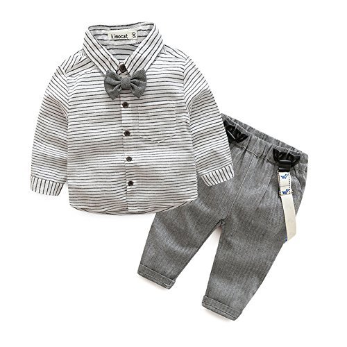 Das beste Kinder Baby Kleinkind Jungen Gentleman Baumwolle mit Ärmeln Herbst Kleidung des Babys Taufe Hochzeit Weihnachten Sakkos Anzüge Hemd (0-24M)
