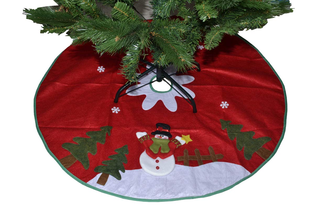 warenplus 100cm Christbaumdecke Tannenbaumdecke Weihnachtsbaumdecke Decke, Motiv 3D Schneemann