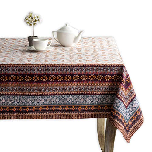 Maison d' Hermine Fair Isle 100% Baumwolle Tischdecke für Küche | Abendessen | Tischplatte | Dekoration Parteien | Hochzeiten | Thanksgiving/ Weihnachten (Rechteck, 140 cm x 180 cm)