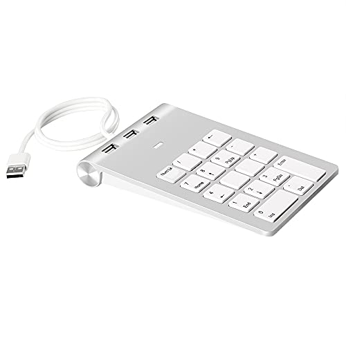 wiianoxd Nicfaky Digitaler Mini-Digitalblock mit 18 Tasten, mit 3 USB-Hubs, für Laptop, Desktop-PC
