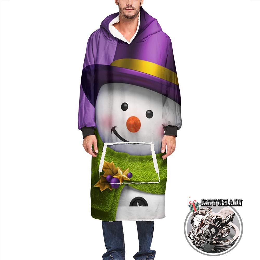 Odot Kapuzenpullover Decke mit Kapuze 3D Weihnachten Hoodie Sweatshirt Tragbare, Plüsch Pullover Weiche Warme Riesen Hoodie Fronttasche Erwachsene (Einheitsgröße (110cm/43in),Lila Hut)