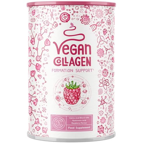 Vegan Collagen Formation Support mit Hyaluronsäure - Vegane Alternative zu konventionellem Kollagen - Himbeere - 400 Gramm Pulver