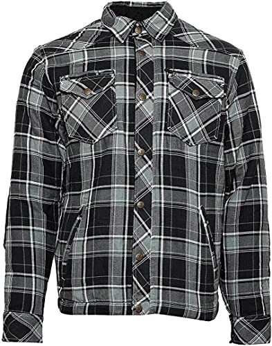Bores Lumberjack Jacken-Hemd, Reißfest, Wasserabweisend, Grau-Schwarz-Weiss Kariert, Größe XL