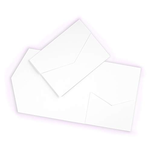 Papermane Pocketfold Karte B6/C6 - Einladung Hochzeit - Blanko, Kraftpapier Naturkarton (weiß matt, 50)