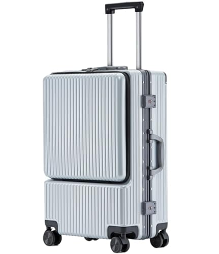 IRYZE Koffer Reisekoffer Vorne Öffnendes Aluminium-Kabinengepäck-Universalrad-Schlosskasten Für Geschäftsreisen Trolley Boardcase (Color : A, Size : 20 in)